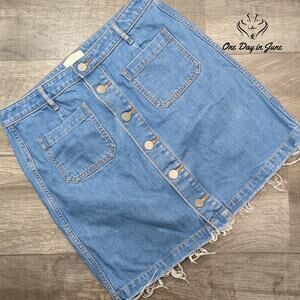 Loft Button Front Denim Skirt Size 8